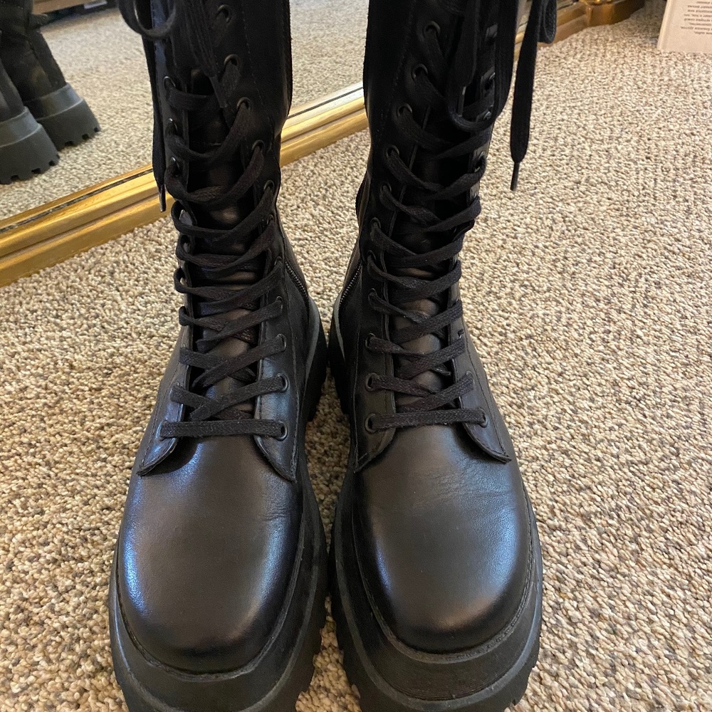 Zara leather combat boots